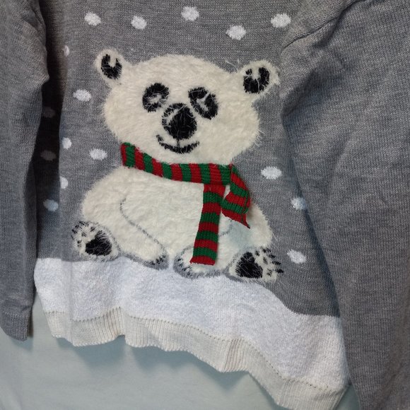 Adorable Fuzzy Dimensional Polar Bear Knit Sweater Size XL (T-345) - Picture 4 of 11